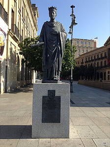 statue, pamplona, woman, history, old, city, of street
