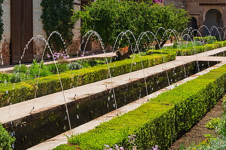 air mancur, Istana musim panas, Generalife, Granada, Spanyol, Teras, Country estate