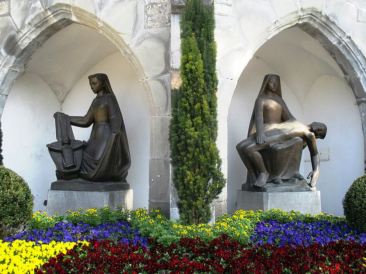skulptūra, bronzos, kryžkaulio, bažnyčia st Florinas, Vaduz, Lichtenšteino Kunigaikštystei