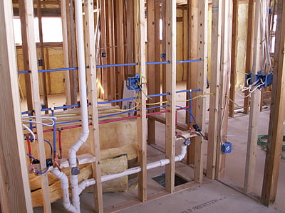 construction, studs, plumbing, wiring, building construction, wood - Material, construction Industry