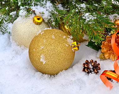 new year, christmas, holiday, background, balls, tree, snow