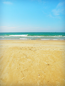 plaj, doğa, Deniz, kum, gökyüzü, mavi, ufuk