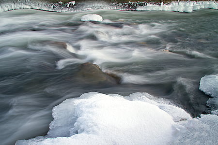 Eis auf der saale, zugefrorenen Fluss, Winter, Eis, Wasser, gefroren, Scholle