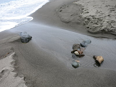 strand, zand, Pebble, mond, Bach, water, zee