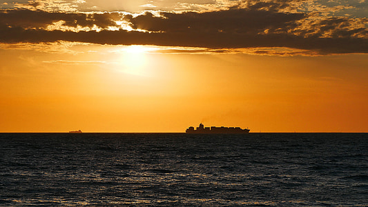 Sunset, havet, Ocean, Seascape, Australien, skib, båd