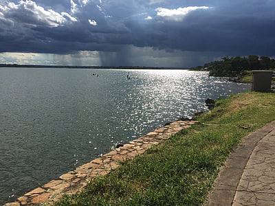 Lago, Brasília, natureza, água, paisagem, pôr do sol, azul