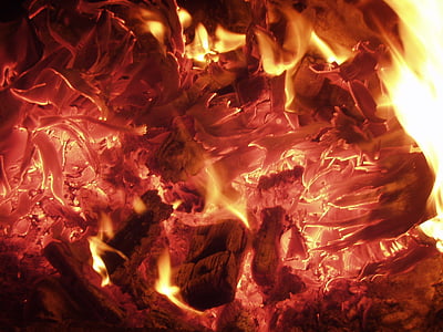 消防, 火焰, 烧烤, 篝火, 余烬, 发光, 烧伤