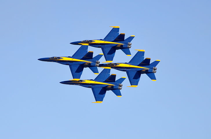 Blue angels, reaktīvās lidmašīnas, f-18, lidojumu, gaisa kuģu, lido, eņģeļi