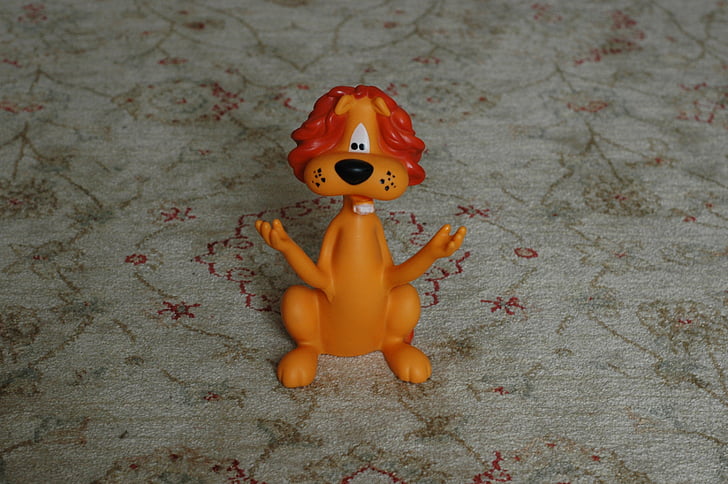 toy, lion, carpet, orange, fleuri
