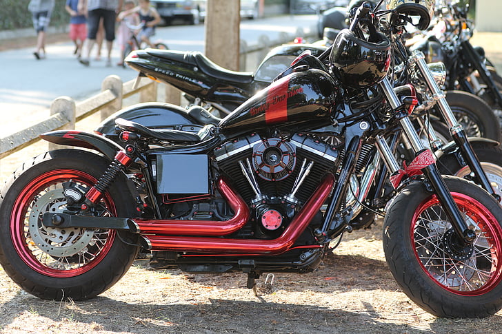 motocicleta, neacsu, Harley davidson, personalizat, Red, negru