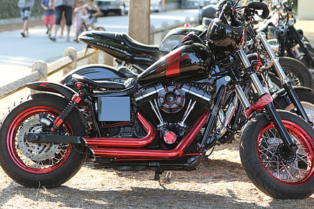 moto, Nab, Harley davidson, personalizado, vermelho, preto
