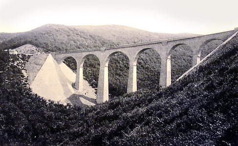 pohlednice, viadukt, staré, Retro, Most, Hubertus kaňonu, Hunsrück