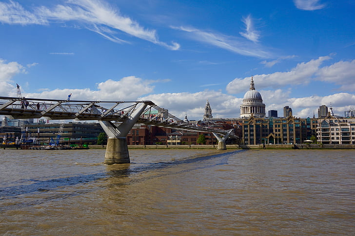 a Millennium-híd, London, bro, folyó, város, városi