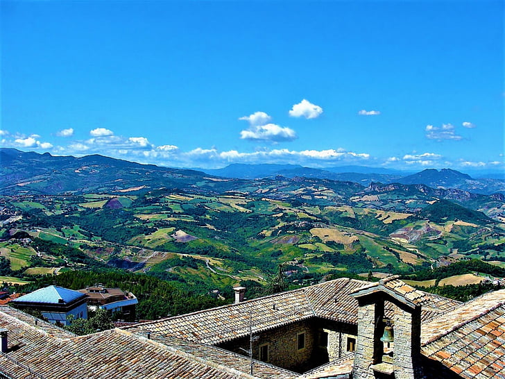 o telhado da, modo de exibição, paisagem, Itália, montanha, Europa, cidade