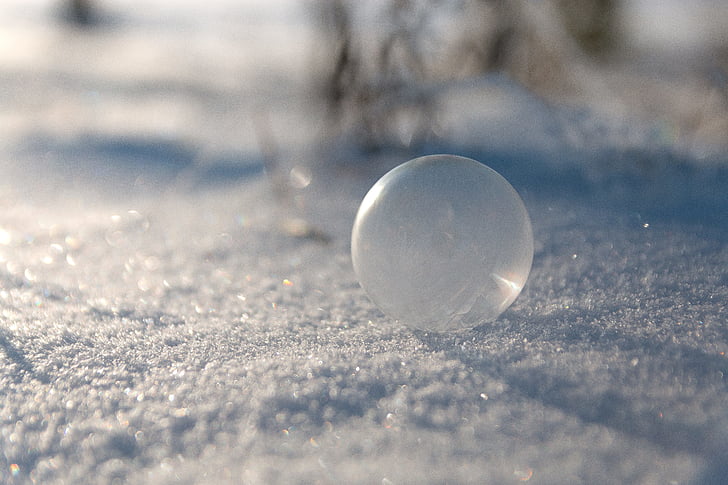 winter, bubble, snow, close-up, no people, cold temperature, frozen