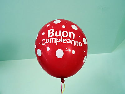 ballon, fødselsdag, rød, loft, flyve