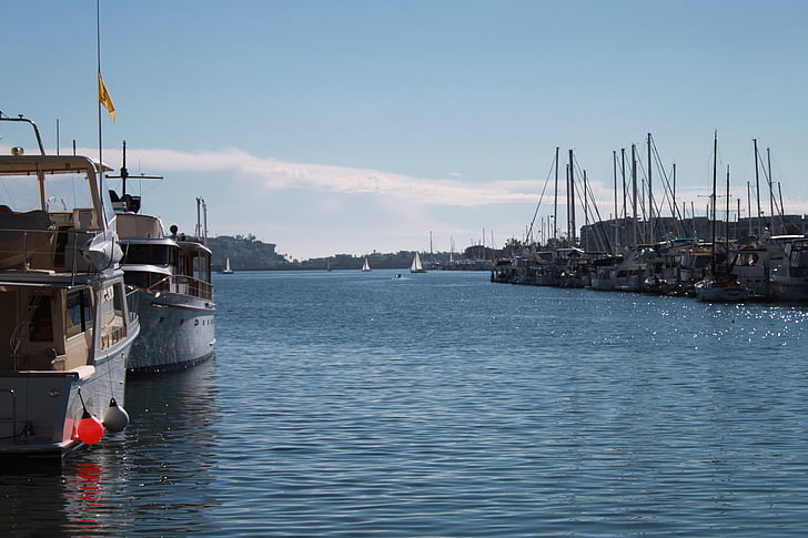 Marina, csónak, vitorlás, kikötő, dokkoló, tengeri