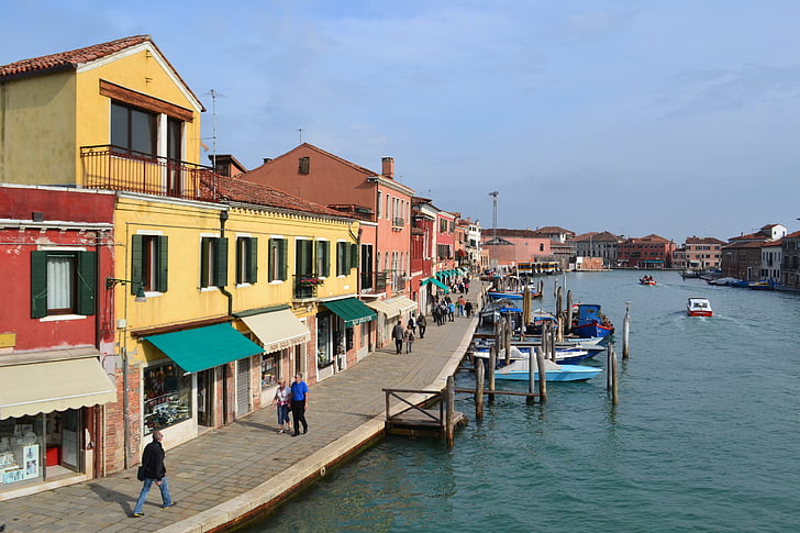 Benetke, otok murano, Italija, Murano, čoln, čolni, pomol