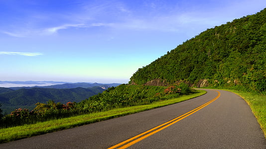 rural, road, highway, pavement, coast, mountains, hills