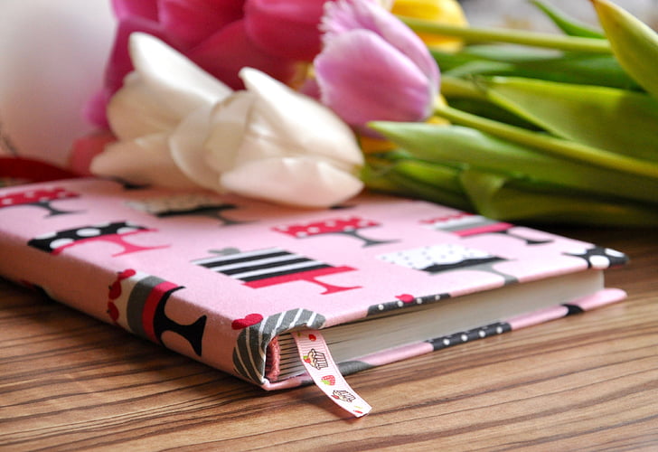 notebook, tulip, gift