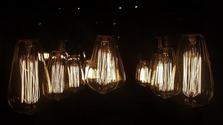 vintage, lampadina, lampadina nel buio, luce, lampadina dell'annata, lampadina, lampadine