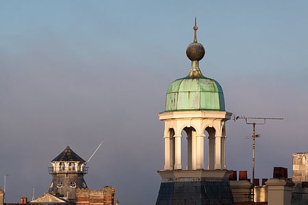Torre, Legal, telhado de cobre, colunar, antena, arquitetura, edifício