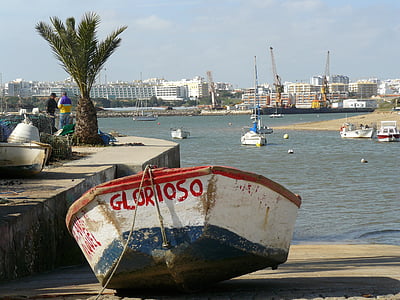 Barca, jordning, hamn, Portugal, nautiska fartyg, hamnen, havet