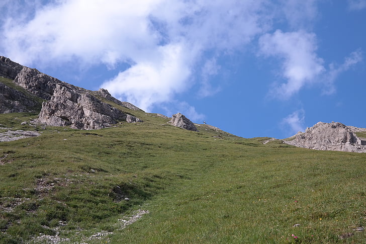 Gipfelkreuz, Kreuz, Spitze des pools, Berg, Allgäuer Alpen, Wiese, Landschaft