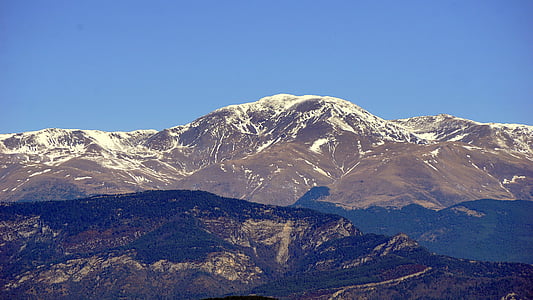 χιονισμένο βουνό, το puigmal, κορυφή, Κορδιλιέρα, βουνά, ουρανός, τοπίο