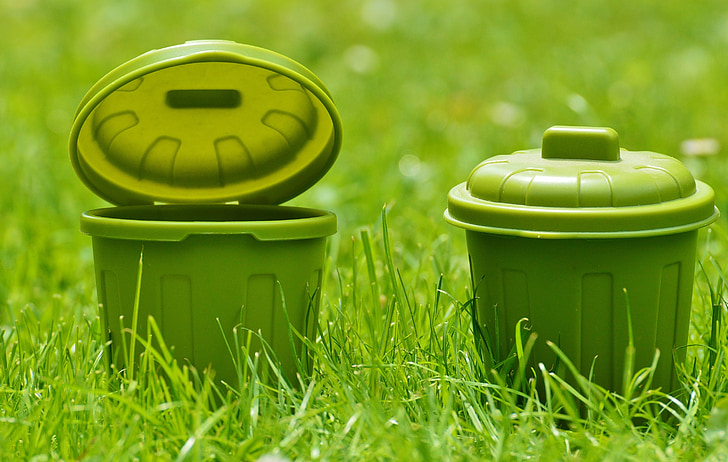 mülltonnen, green, plastic, bucket, color, miniature
