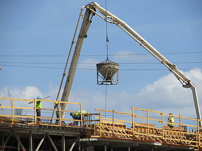 construction, site, cement, crane, pump, laborers, building