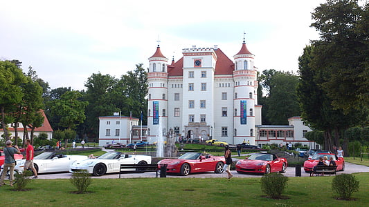 Κάστρο, ατμόσφαιρα, συνάντηση αυτοκινήτων, Corvette περιοδεία, Ρομαντικό, κτίριο, Σύνθεση