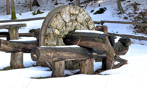 πέτρα, Kalisz pomorski, Πάρκο, δέντρο, Χειμώνας, χιόνι