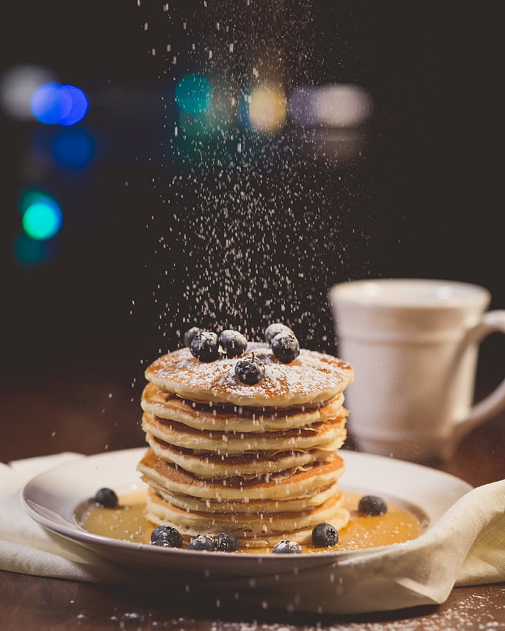 blueberries, blur, bokeh, breakfast, close-up, coffee, delicious