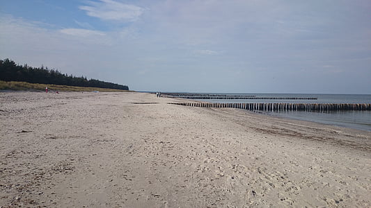 Beach, hägusus, loodus, Läänemere, groyne, Sea, pilved