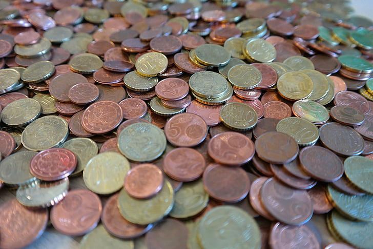 mynter, prosent, Specie, penger, euro, krone stykker, Metal