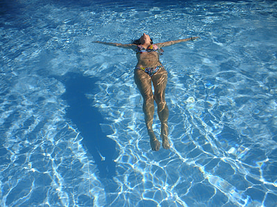 piscine, femme, de baignade, maillot