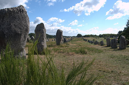 megaliths, menhirs, 프랑스, 시리즈, 여름, 돌