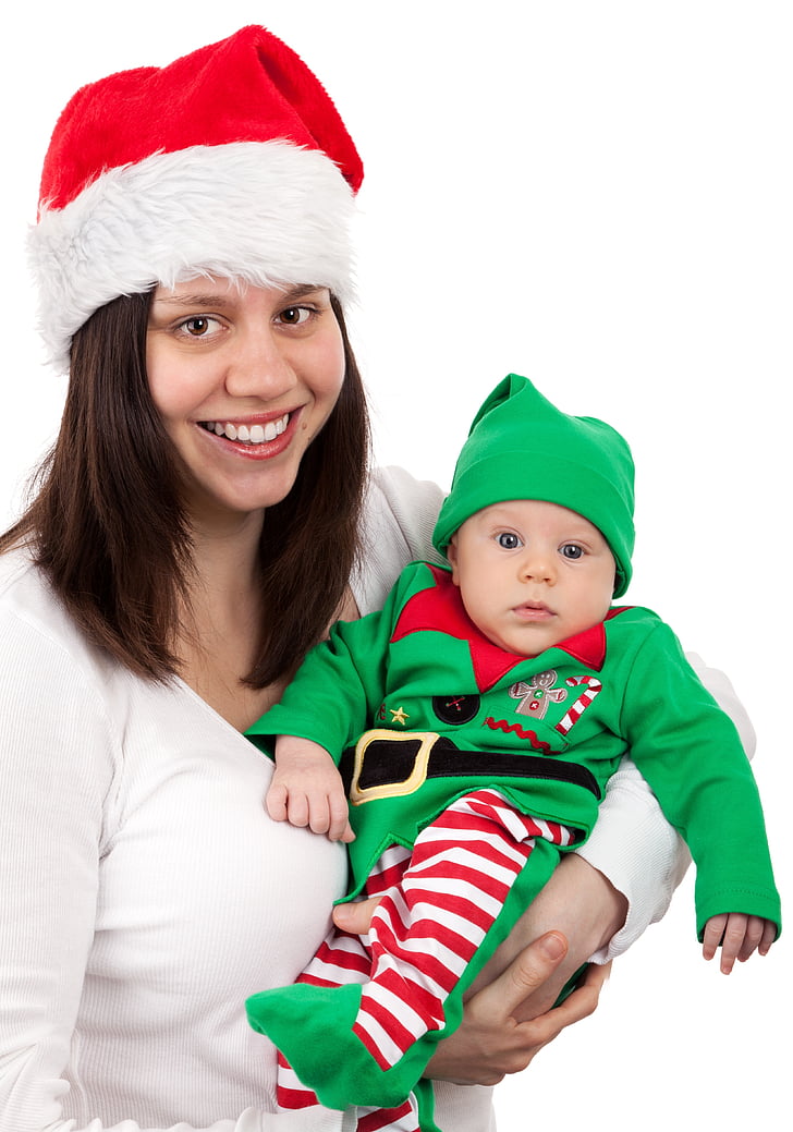 woman, baby, attire, boy, holiday, people, smile
