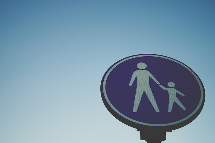 sign, parent, child, kid, symbol, blue, sky