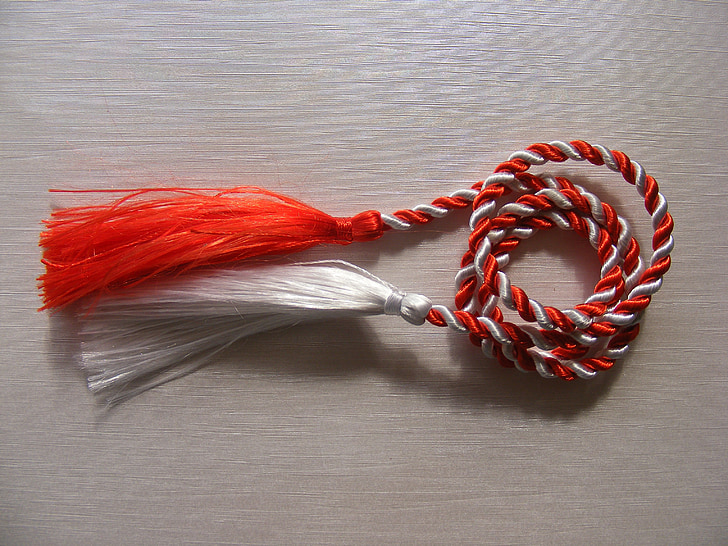 martisor, merah, tali, putih, objek, musim semi
