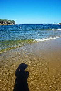sombra, Océano, Playa, arena, mar, verano, Costa