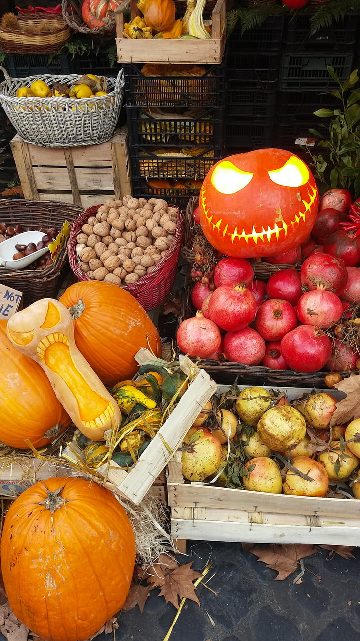 Halloween, carbassa, mercat, carbasses