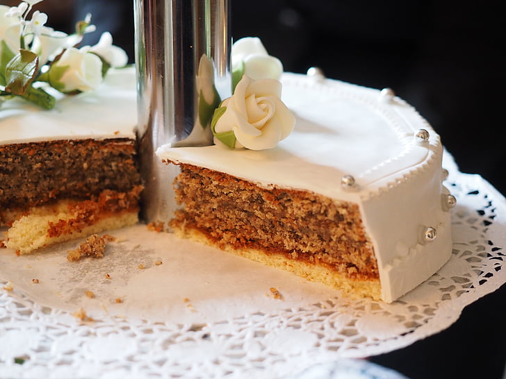 ciasto, tort weselny, krem pie, skierowana, poślubić, słodkie, pyszne