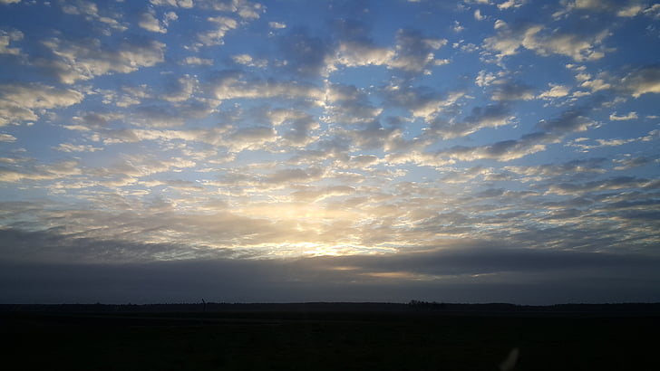awan, matahari terbit, pagi, udara