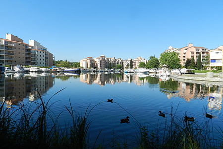Marina, effet miroir, port sud, rivière, Lac, ville, bord de l’eau
