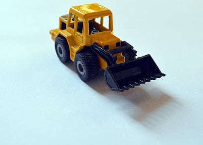 traktorgrävare, lastmaskin, leksak, miniatyr, statyett, små bilar, skalenliga modeller