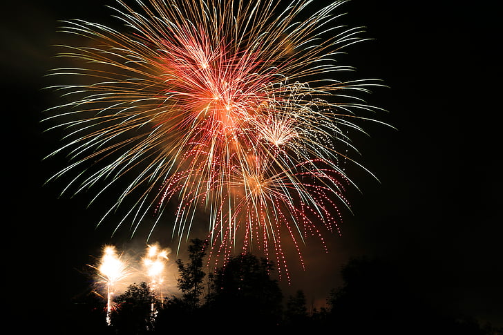 fireworks, rocket, night, lights, sylvester, explosion, shower of sparks