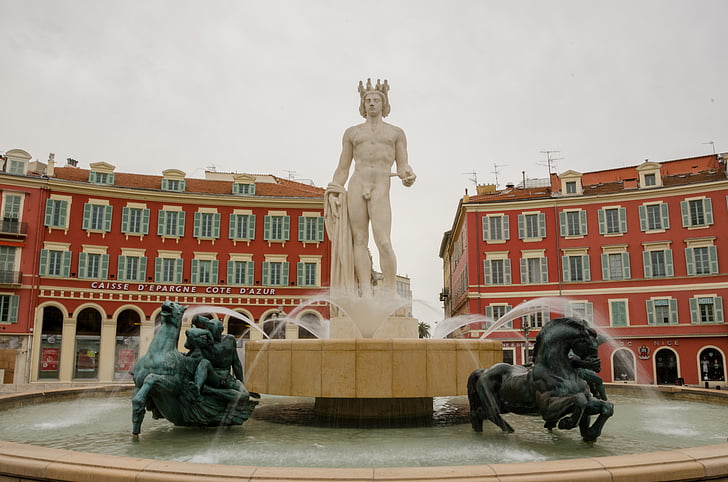 nice, space, metropolis, southern france, city, france, statue
