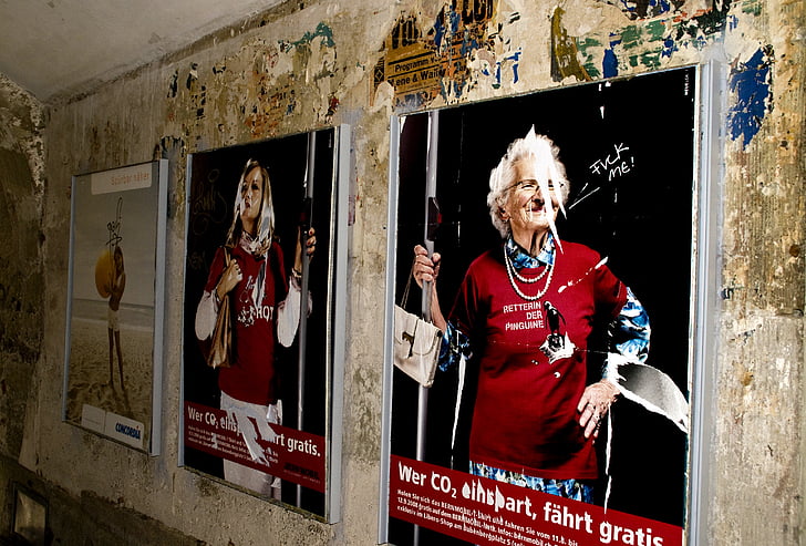 poster, parete, atti di vandalismo, vintage, vecchio, degenerato, danneggiato